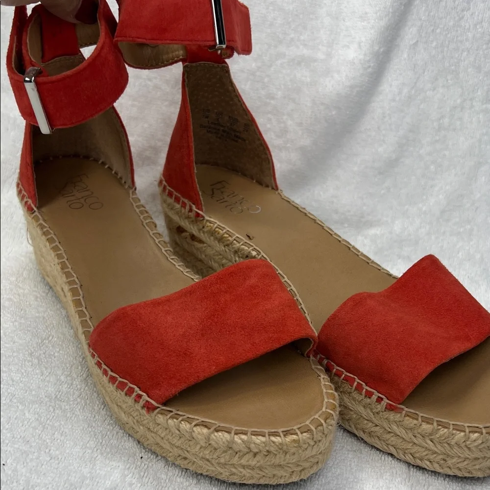 Franco Sarto Red Suede Espadrille Sandals